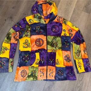 Rising International Multicolor Patchwork Art to wear hippie boho Utility Jacket